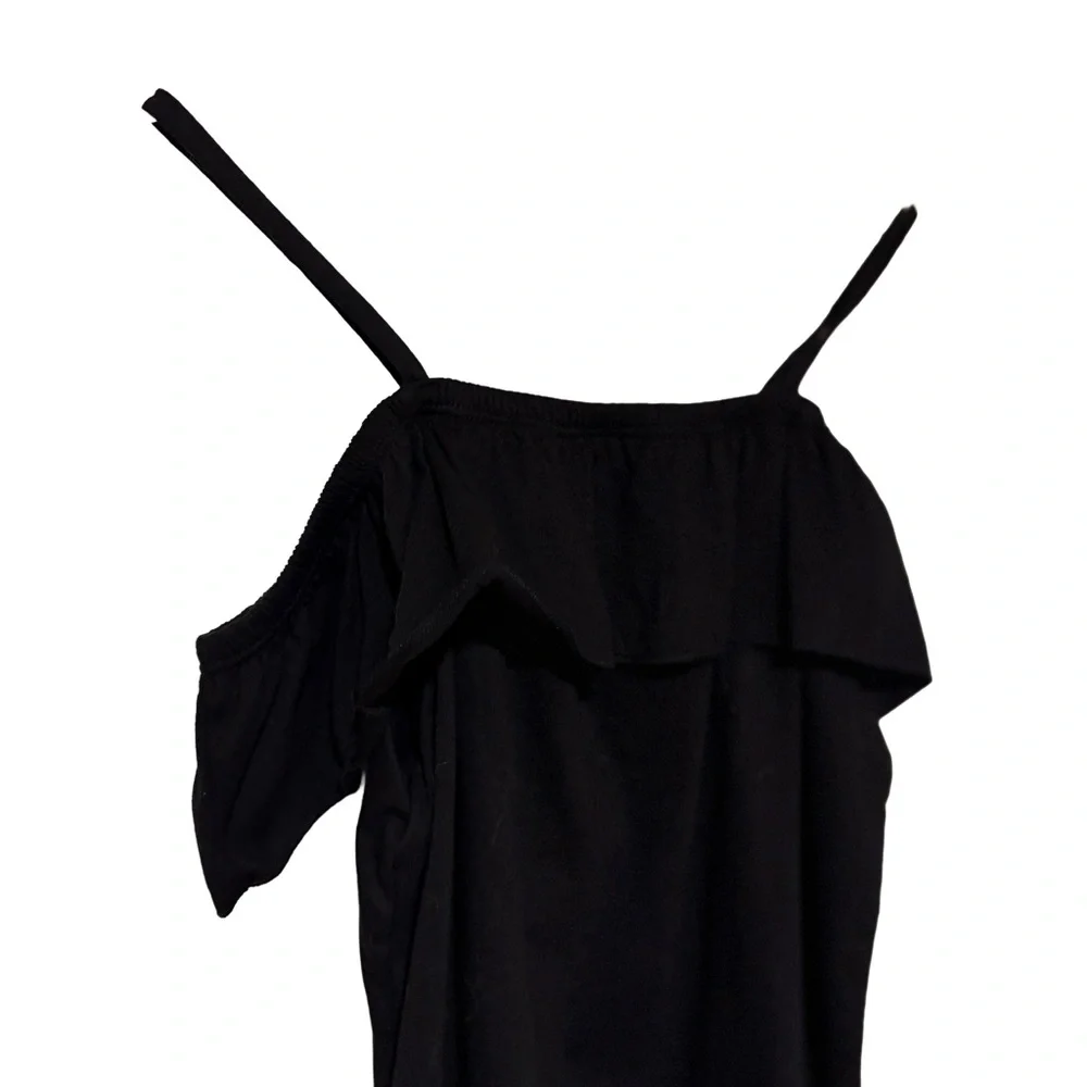 NWT The Children’s Place girl’s black draped shoulder top 10/12